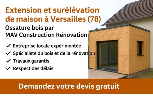 Extension et surélévation de maison à Versailles (78) – MAV Construction Rénovation, spécialiste de l’ossature bois
