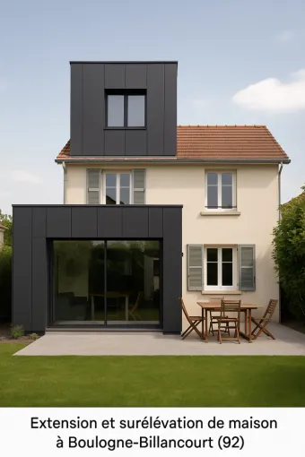 Extension et surélévation de maison à Boulogne-Billancourt (92)