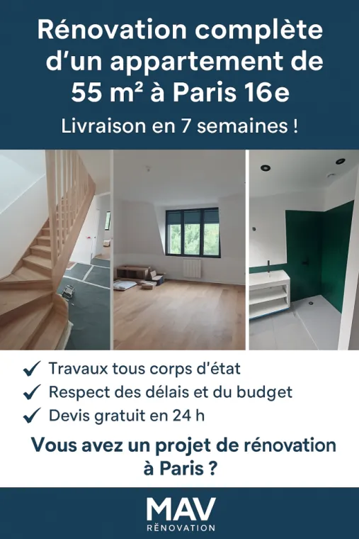 Rénovation complète d’un appartement de 55 m² à Paris 16e – Livraison en 7 semaines !