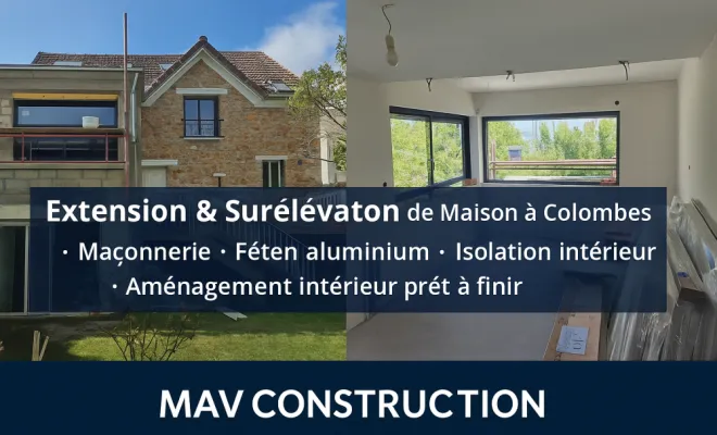 Agrandissement, extension et surélévation de maison à Colombes